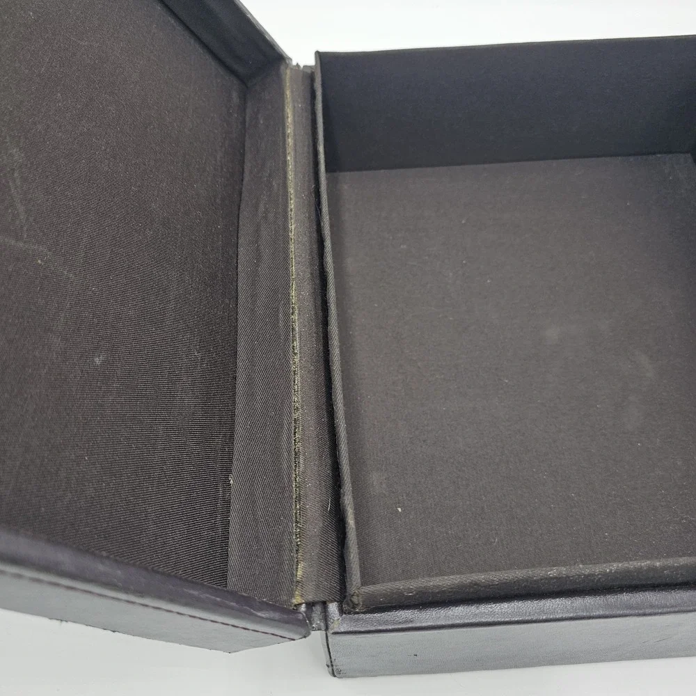 Brown Leather Photo Keepsake Storage Box With 2 Matching 3-Ring Binders